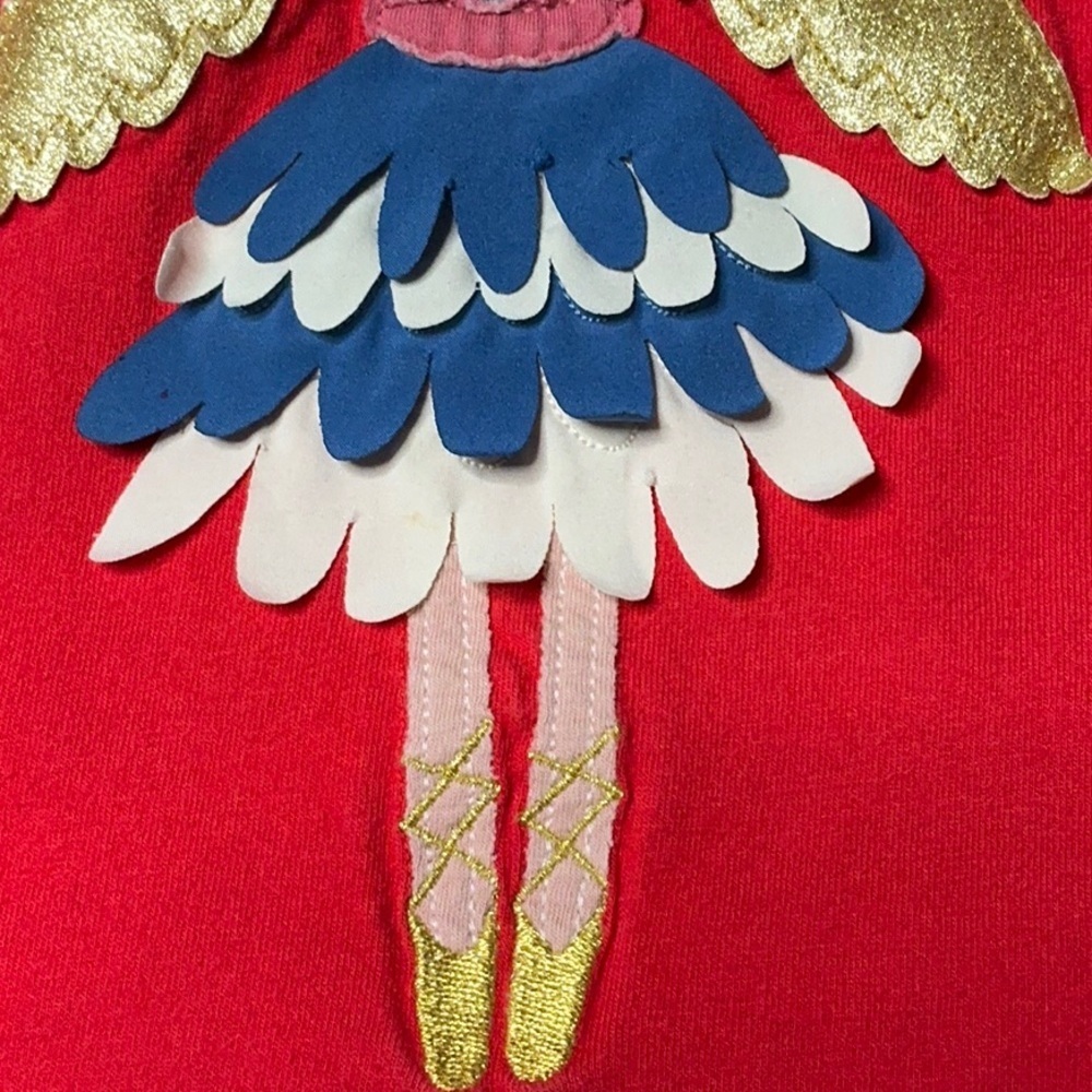 Mini Boden Red Cat Angel Appliqué Long Sleeve Tee - Picture 3 of 8
